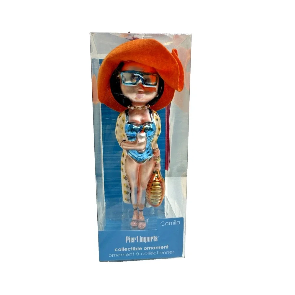 New Pier One Hand Blown Glass Camila Collectible Christmas Ornament Girlfriend